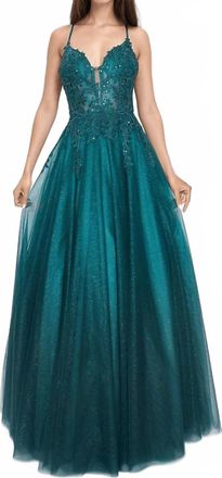 Nina Canacci Formal Long Prom A-Line Dress In Emerald