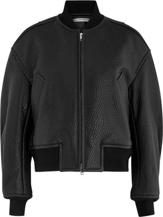 Alexander Wang Padded Pebbled Leather Bomber Jacket - Black - S (UK8-10 / S)