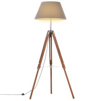 vidaXL Lampada A Treppiede Marrone E Grigio In Legno Di Teak 141 Cm - Vidaxl