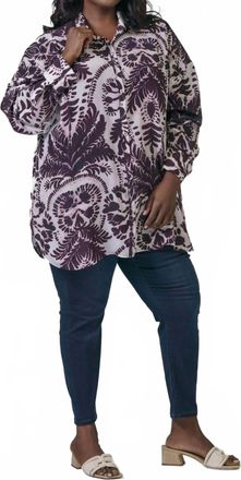 Marie Oliver Nico Button Down Long Sleeve Blouse - Plus In Palma