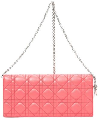 Dior Fuchsia Pink Cannage Lambskin Leather Chain Clutch (Authentic Pre-Loved)