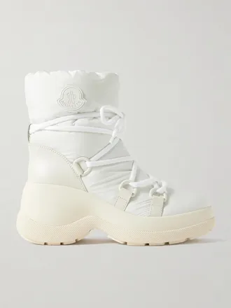 Moncler Stivaletti In Shell Con Finiture In Pelle E Gomma Resile - Bianco