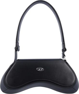 Diesel Tassen, Dames, Zwart, ONE Size, Leer, Play Curved Shoulder Bag