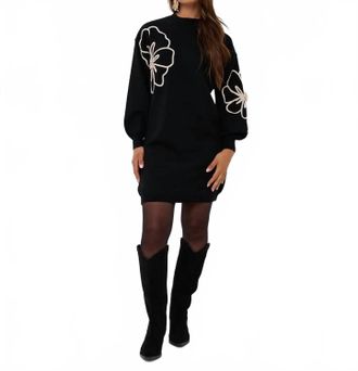 Esqualo Tape Flower Mini Dress In Black