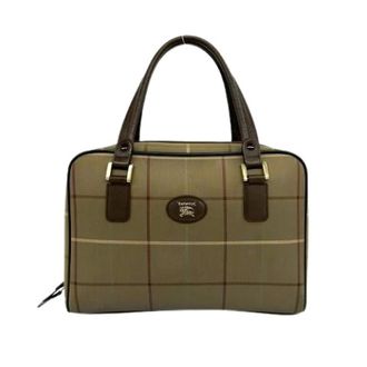 Burberry Pre-owned Handbags, female, Beige, Size: ONE SIZE Pre-owned Canvas Leather Boston Bag