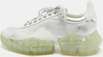Jimmy Choo London White/silver Leather Diamond Low Top Sneakers