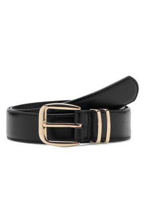Mango Square Buckle Belt in Black at Nordstrom, Size Medium