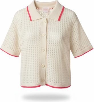 Brodie Womens Short Sleeve Jacket In Organic White/flamingo