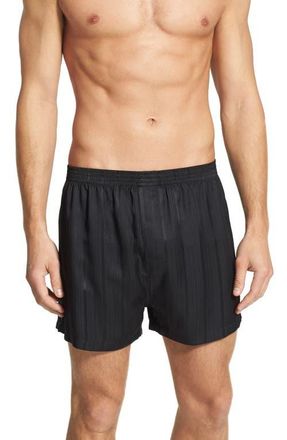 Majestic International Herringbone Stripe Silk Boxer Shorts in Night at Nordstrom, Size X-Large