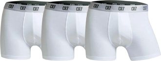CR7 Cristiano Ronaldo Basic 3-Pack Trunk Boxer Briefs Underwear in White Men