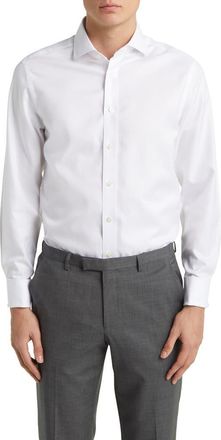 CHARLES TYRWHITT Non-Iron Twill Cutaway Slim Fit Shirt Double Cuff in White at Nordstrom, Size 15.5
