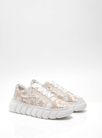 Free People Womens Catch Me If You Can Crochet Sneaker In Cream