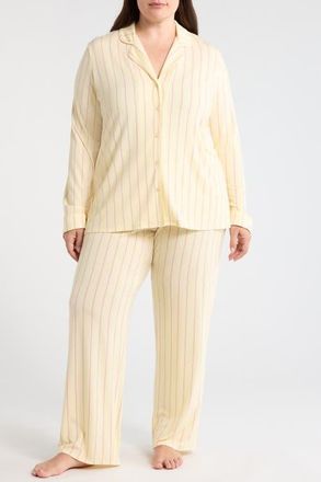 Nordstrom Moonlight Eco Knit Pajamas in Yellow Jane Stripe at Nordstrom, Size 1X