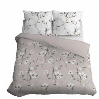 OEM Juego De Cama De Sat&eacute;n 220x200 Flores Beige Claro