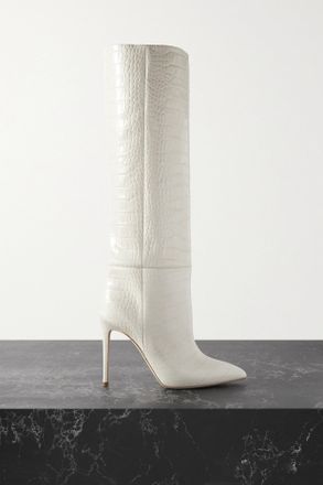 PARIS TEXAS Stivali In Pelle Effetto Coccodrillo - Bianco sporco