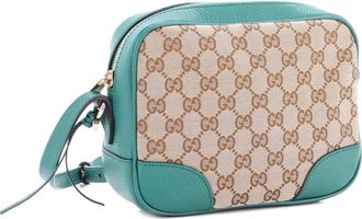 Gucci Borsa a tracolla Bree Disco mini in tela cerata GG e pelle - Verde
