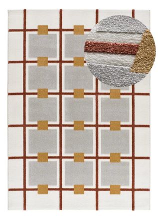 Atticgo Alfombra con relieve geom&eacute;trica blanco/caldera/gris 200x290 cm