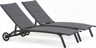 Oviala Juego de 2 tumbonas de aluminio y textileno Santa Monica