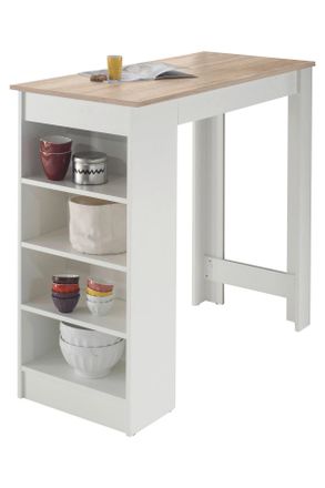 MID.YOU Mid.you Bartisch, Weiß, Eichefarben, Holzwerkstoff, rechteckig, eckig, Wange, 50x103x115 cm, Stauraum, Esszimmer, Esstische, Stehtische