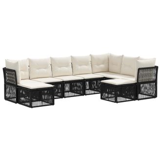 vidaXL Conjunto De Sof&aacute;s De Jard&iacute;n 9 Pcs Negro Rat&aacute;n Sint&eacute;tico Vidaxl
