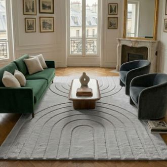 Nazar Rugs Alfombra suave gris, motivo arco - 80x150