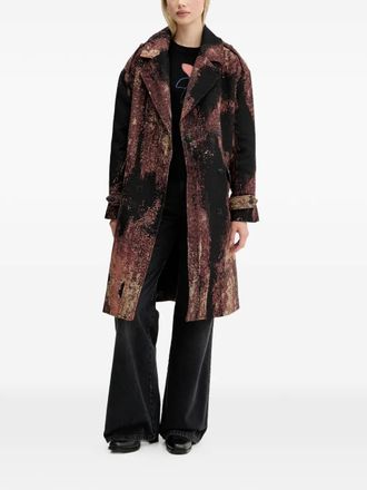 Desigual abstract-pattern double-breasted coat - Nero