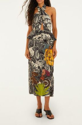 Farm Rio Ruta Embroidered Maxi Dress in Beige at Nordstrom, Size Xx-Small