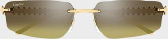 Cartier Men & apos;s Studded Metal and Nylon Rectangle Sunglasses