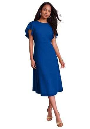 Jessica London Georgette Fit And Flare Caplet Dress in Dark Sapphire at Nordstrom, Size 22