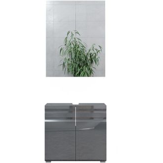 Vicco Set di mobili da bagno Fredd, Antracite lucido, 2 parti, Vicco