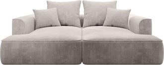 VENTE-UNIQUE.COM Sof&aacute; fijo terciopelo 3 plazas beige 230x180cm