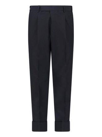 Pantaloni Torino Black Tailored Pleated Virgin Wool Trousers