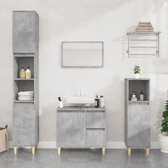 vidaXL Armario De Ba&ntilde;o Madera Contrachapada Gris Hormig&oacute;n 65x33x60 Cm Vidaxl