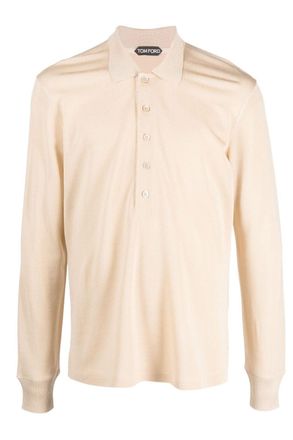 Tom Ford VISCOSE PIQUET LS POLO Size: 50, colour: BEIGE