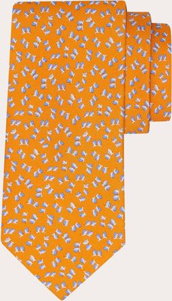 Ferragamo Men Dragonfly print silk tie Orange