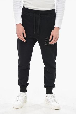 Dolce & Gabbana Brushed Cotton Joggers with Rhinestone-Embellished Monogram size 46