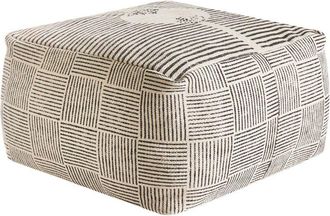 Beliani Puf Cuadrado Moderno De Tela Retro Boho Sala De Estar Dormitorio Otomana Gris Lutz