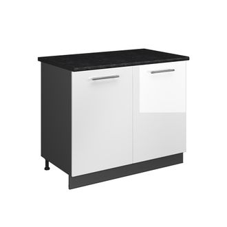 Vicco Mueble Bajo Para Fregadero Fame-line, Blanco Alto Brillo/antracita, 100 Cm, Et Antracita, Vicco
