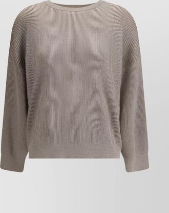 Brunello Cucinelli ribbed crew neck knitwear with lurex shine
