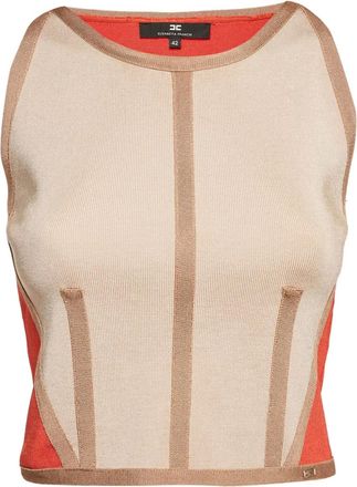 Elisabetta Franchi ribbed-knit crop top - Neutrals
