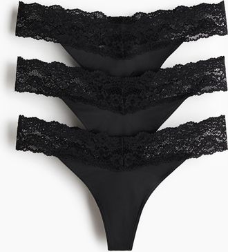 H&M 3er-Pack Tangas aus Mikrofaser und Spitze - Schwarz