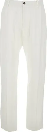 Emporio Armani White Straight Pleated Trousers
