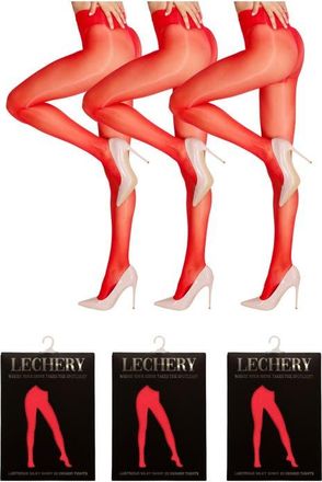 Lechery 3 Pairs of Glossy Sheer Tights in Red at Nordstrom, Size Small