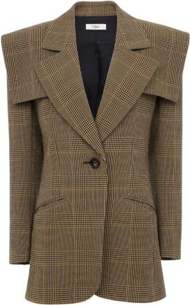 Chlo&eacute; Check-pattern Layered-shoulder Jacket