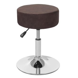 Hhg D&eacute;coshop26 - Taburete Regulable En Altura &Oslash; 35cm Vintage S&iacute;mil Ante Marr&oacute;n Oscuro 040005330