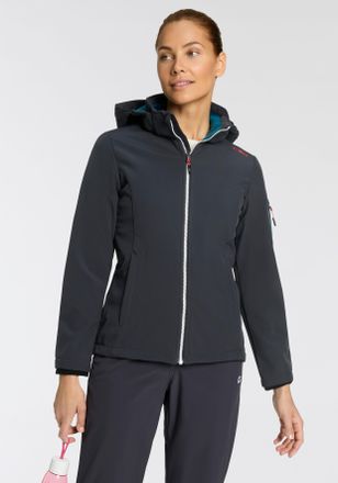 F.lli Campagnolo Softshelljacke CMP WOMAN JACKET ZIP HOOD, Damen, Gr. 34, schwarz (antracite, de), Obermaterial: 96% Polyester, 4% Elasthan, Jacken Softshelljacke, spo
