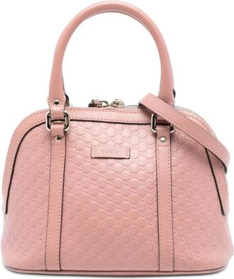Gucci Pre-owned Handbags, female, Pink, Size: ONE SIZE Pre-owned Microguccissima Leather Dome Satchel
