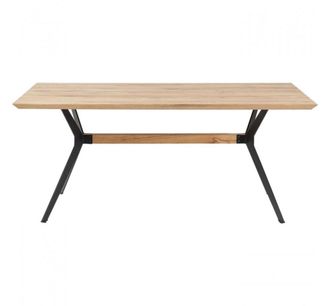 Kare Design Mesa de comedor para 8 personas, roble macizo y acero l180