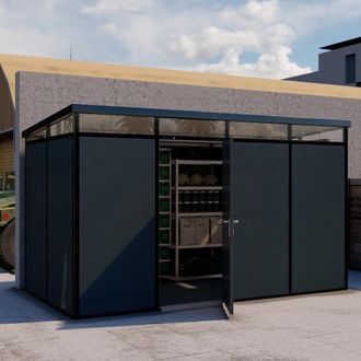 Dmora Caseta De Jard&iacute;n Sucre, Piso Antideslizante, Con Lucernario, Modular Componible, Techo Inclinaci&oacute;n Made In Italy, Techo De Pl&aacute;stico