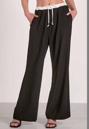 Elan Elastic Waistband Layer Pants In Black